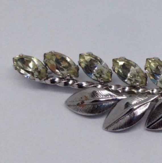 STERLING SILVER Rhinestone Brooch