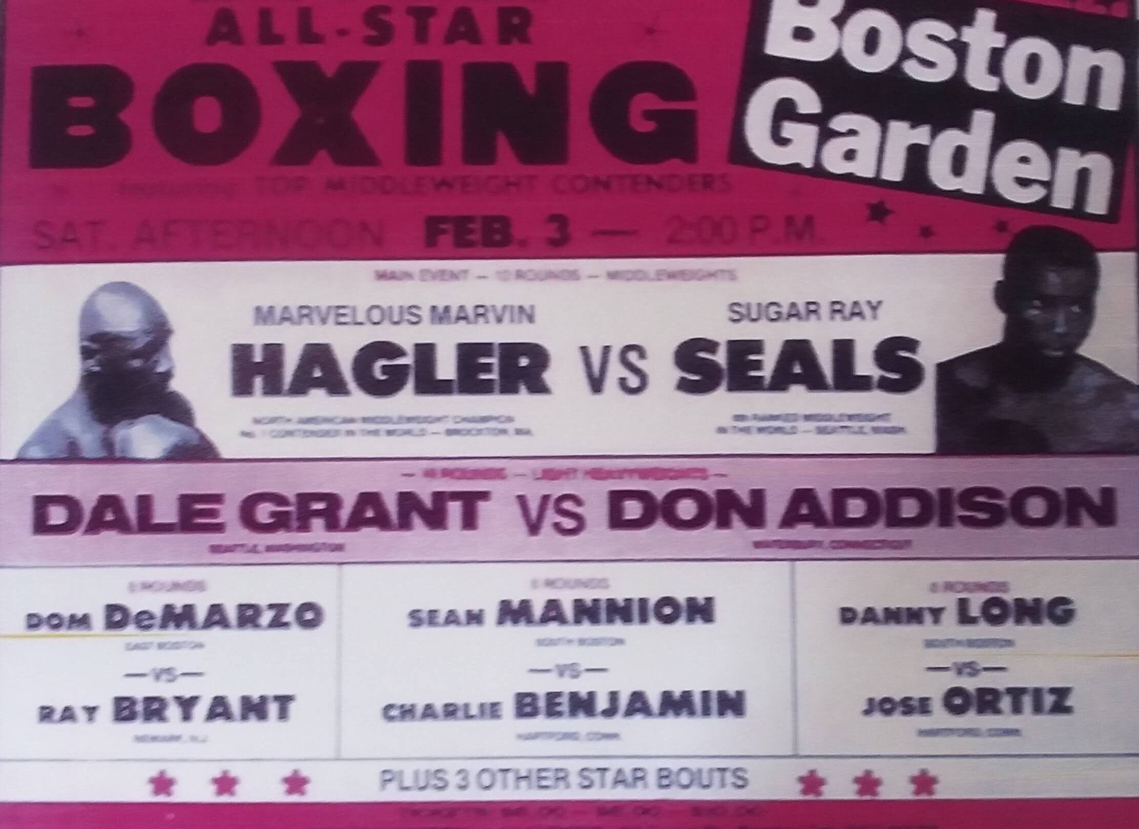 HAGLER vs SEALES fight poster laminated print