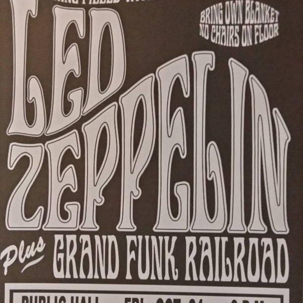 LED ZEPPELIN & Grand Funk Railroad live show laminated print