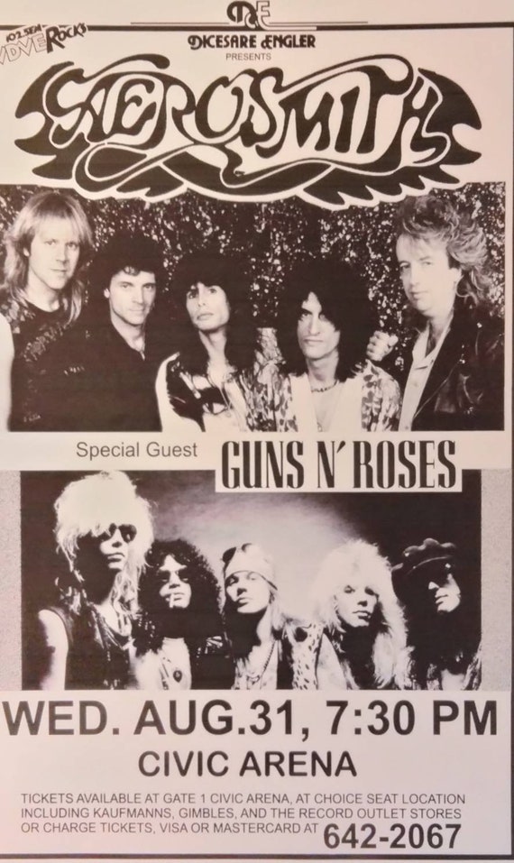 Aerosmith and Guns&roses Concert Poster 11x17 