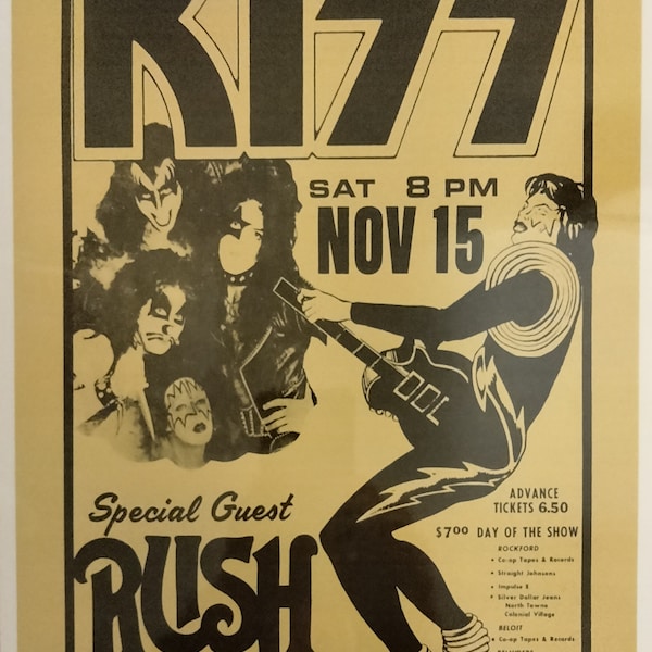 KISS and RUSH live show laminated print