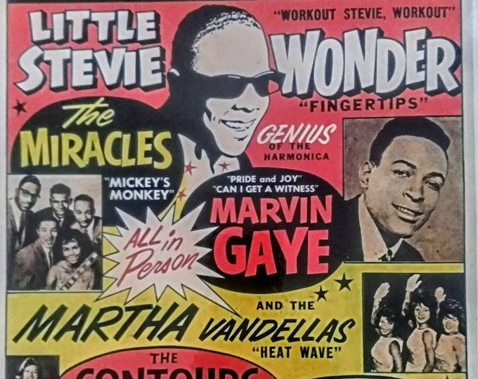 Affiche de concert de Motortown Revue Stevie Wonder & Marvin Gaye imprimée laminée