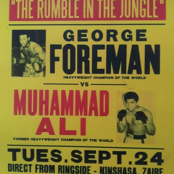 ALI vs FOREMAN fight poster laminated print