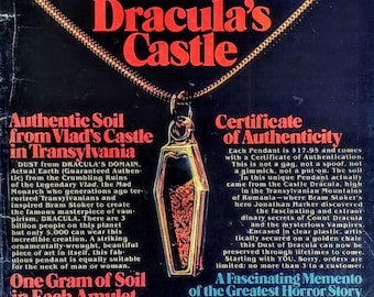 DRACULA&#39;s CASTLE  Pendent Famous Monsters Magazine ad laminated print