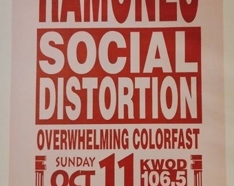 RAMONES & SOCIAL DISTOTION 1992 concert poster laminated print