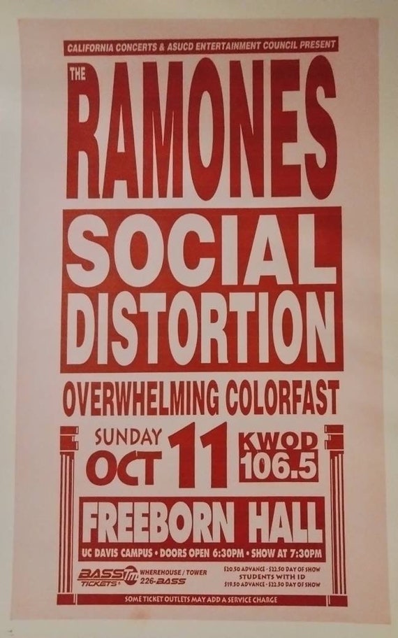 RAMONES & SOCIAL DISTOTION 1992 Concert Poster Laminated Print - Etsy