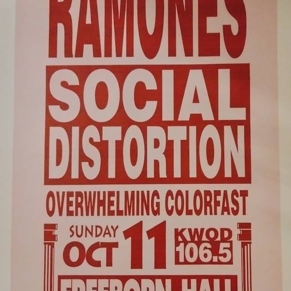 RAMONES & SOCIAL DISTOTION 1992 concert poster laminated print