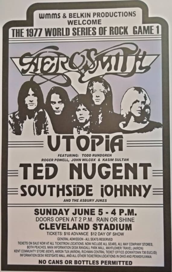 1977 AEROSMITH Ted Nugent Utopia Live Show Poster Laminated Print