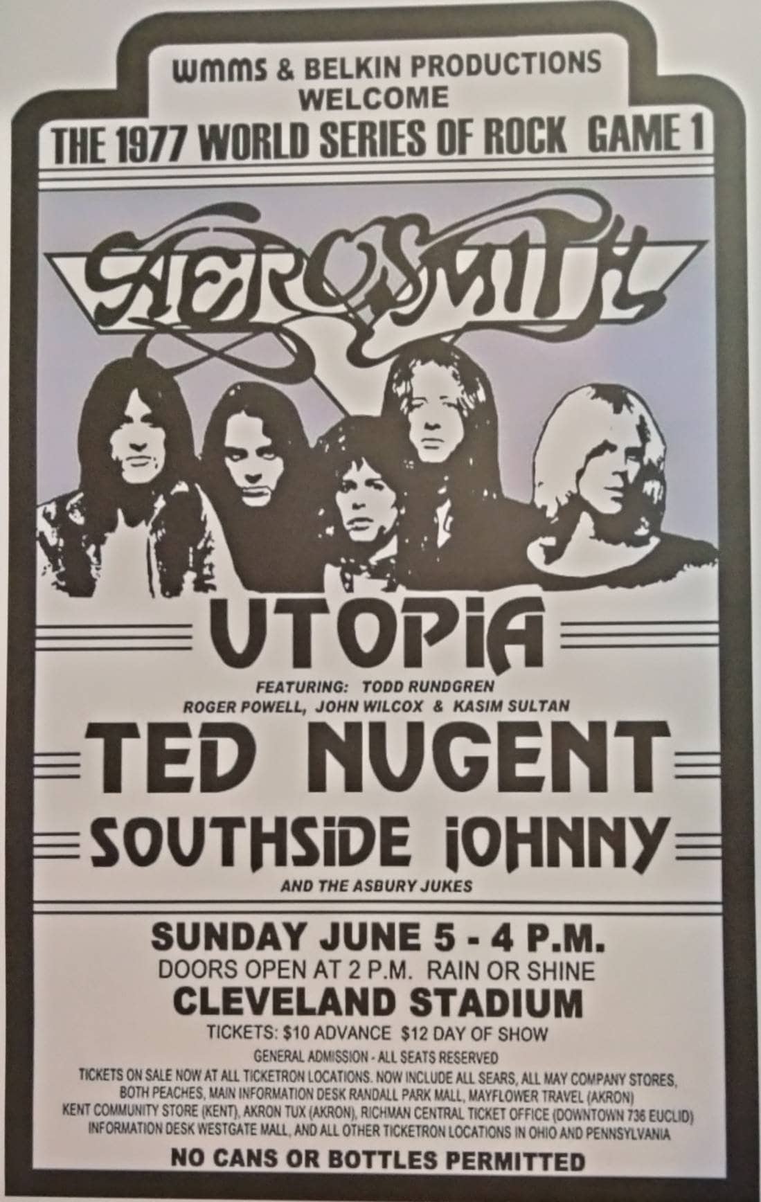 1977 AEROSMITH Ted Nugent Utopia Live Show Poster Laminated Print