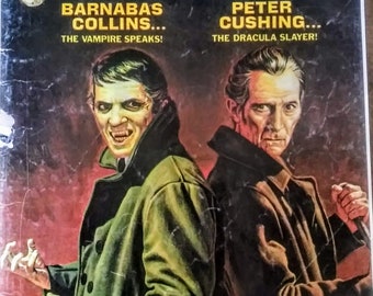 Monster Mag VAMPIRE Cover poster w/ Barnabas Collins & Peter Cushing