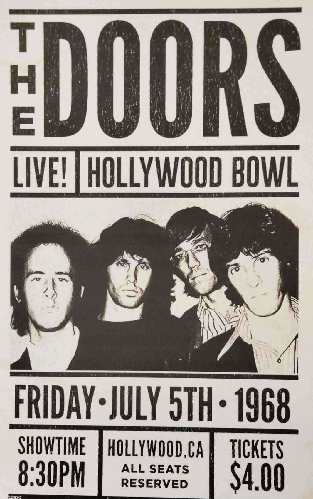 THE DOORS 1968 HOLLYWOOD BOWL 20周年記念ポスター DOORS Concert Poster Laminated Print - Etsy