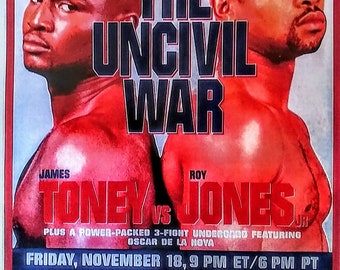 Roy JONES vs James TONEY fight poster laminated print