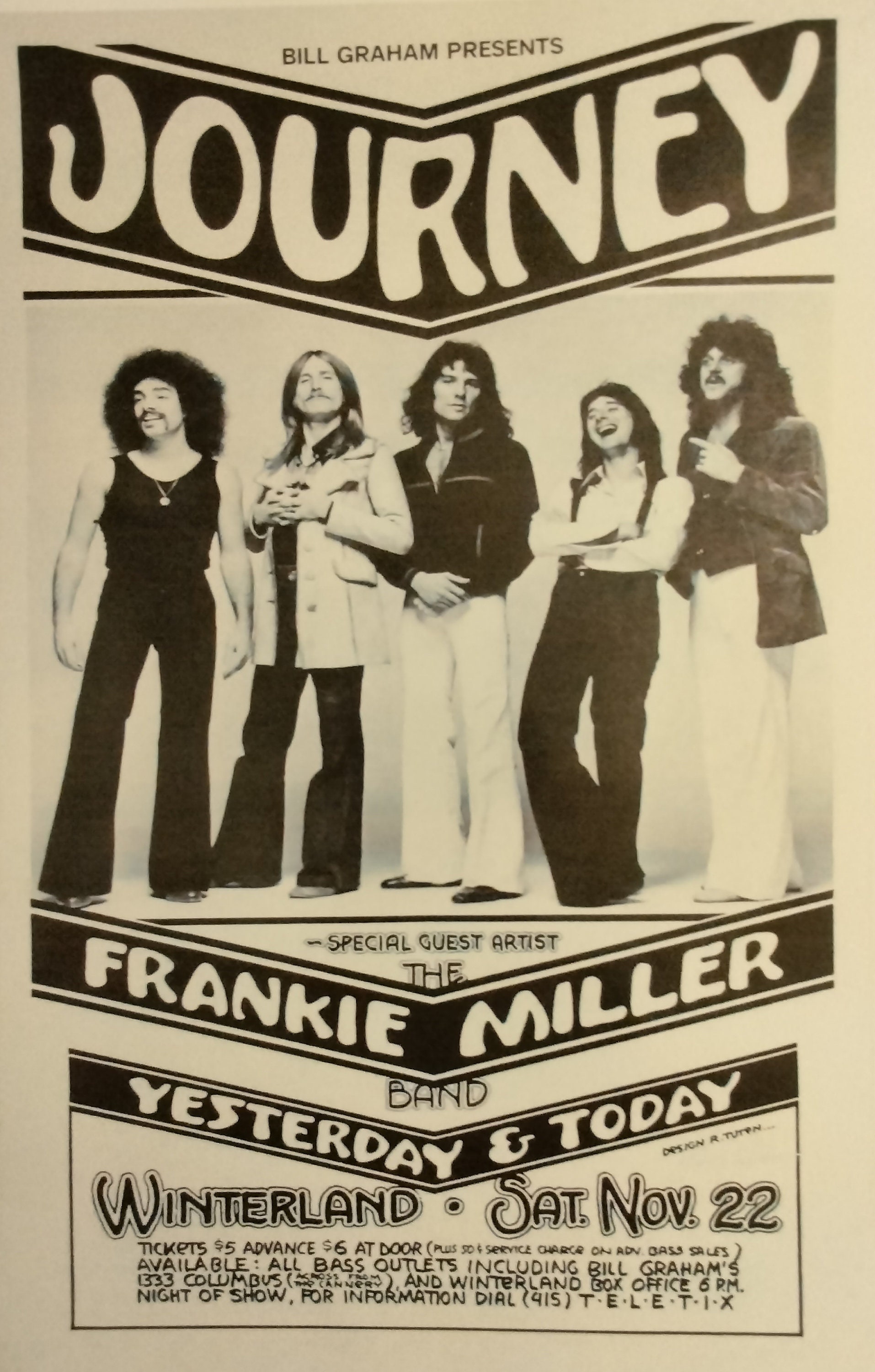 JOURNEY and Frankie Miller Band 1970s live show print