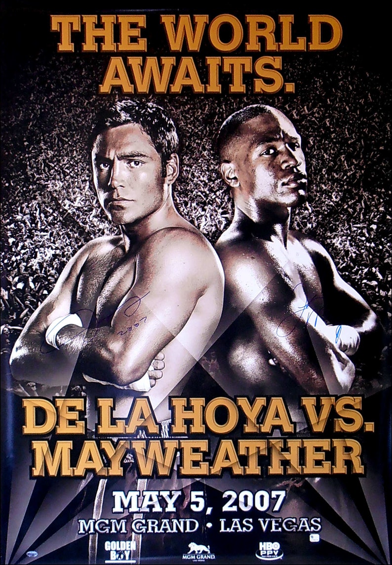 De La HOYA vs MAYWEATHER fight poster laminated print 画像 1