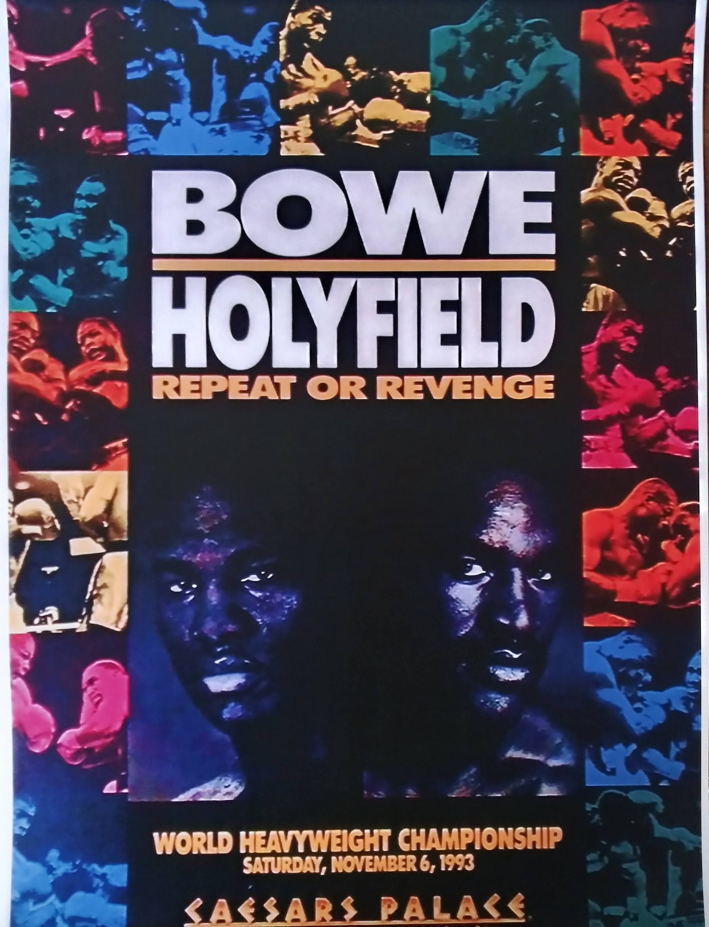 Vintage 1993 Bowe vs Holyfield Repeat or Revenge Boxing Promo T Shirt Tee White