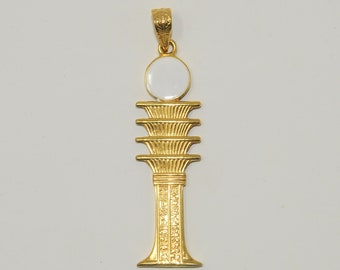 14K gold pendant. Djed pillar-the backbone of Osiris - Egyptian handmade.