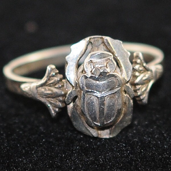 Amazing Sterling Silver , 18k gold or silver with gold plated Ring - Scarab & Lotus Flower