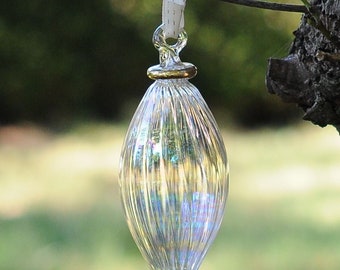 Amazing Egyptian Blown Glass Ornament – oval swing shape with golden accent