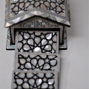 Egyptian Handmade Coasters Set of 6 - Beech wood with inlaid Mother of Pearl Elegant decoration hut made by great details & quality 2