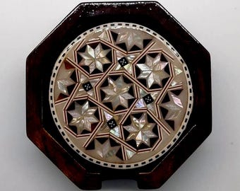 Handmade Egyptian Coasters: Beech Wood with Mother of Pearl Inlay - Set of 6