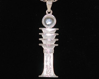 Djed pilier-l'épine dorsale d'Osiris Pendentif en argent sterling .925 ou plaqué or.