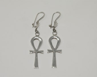 Key of life with lotus Sterling Silver or gold plated earrings