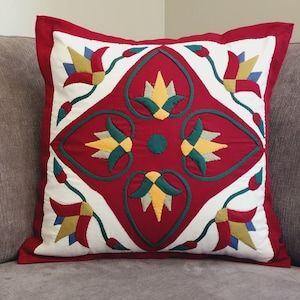 Beauty Hand-Stitched Lotus flower Pillowcase Egyptianpure Cotton.a piece of beauty decorate your home .