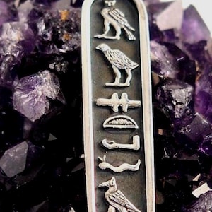 Custom 925 Sterling Silver Cartouche – Hieroglyphic, Arabic, English.