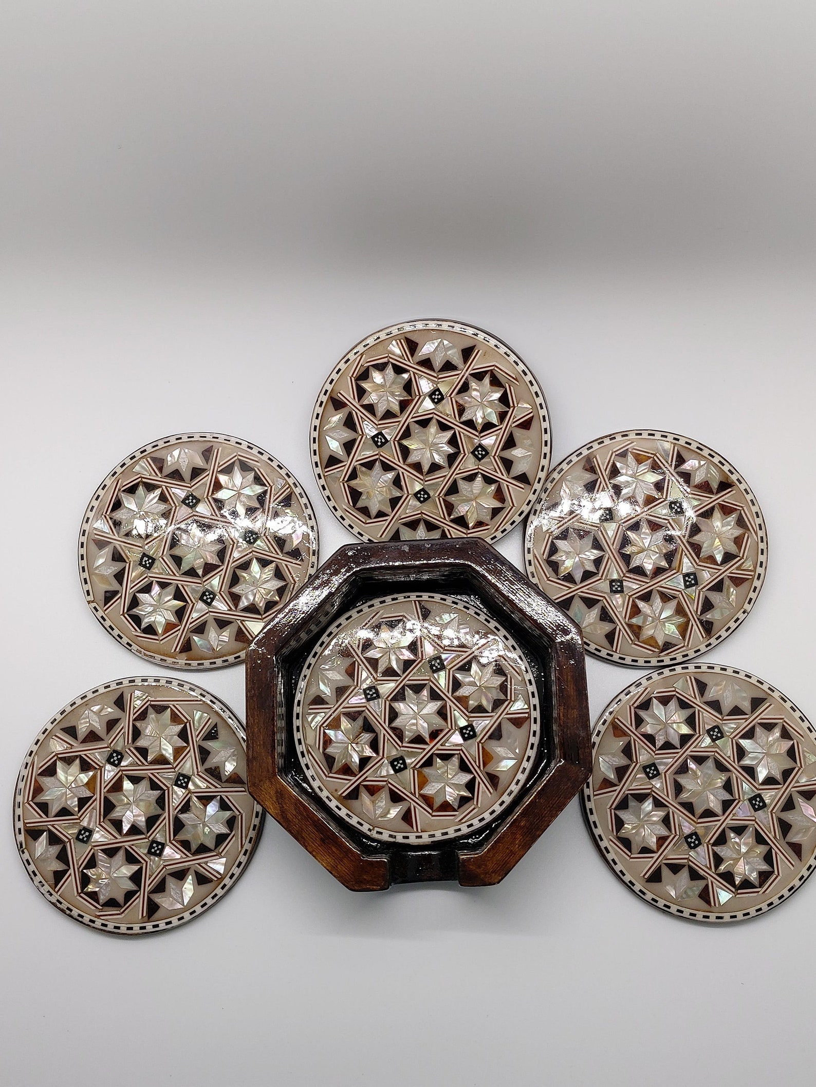 Amazing Egyptian Handmade Coasters Set of 6 Beech Wood Etsy UK