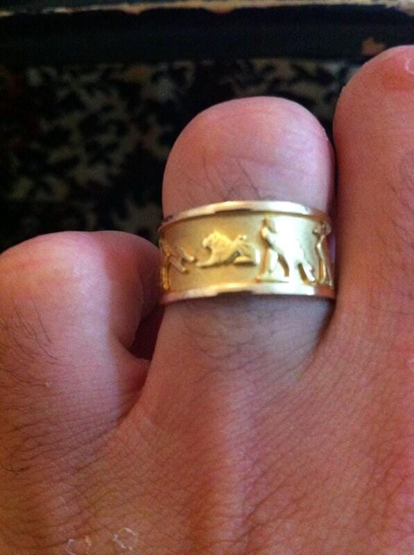 14Kソリッドゴールド古代エジプトカルトゥーシュバンド - ヒエログリフ