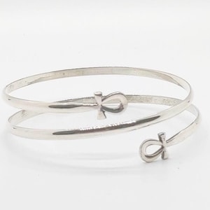 Double ankh arm bracelet, 925 Sterling Silver, Egyptian handmade, Unique ancient Egyptian Jewelry. Live the feeling of the happiness.