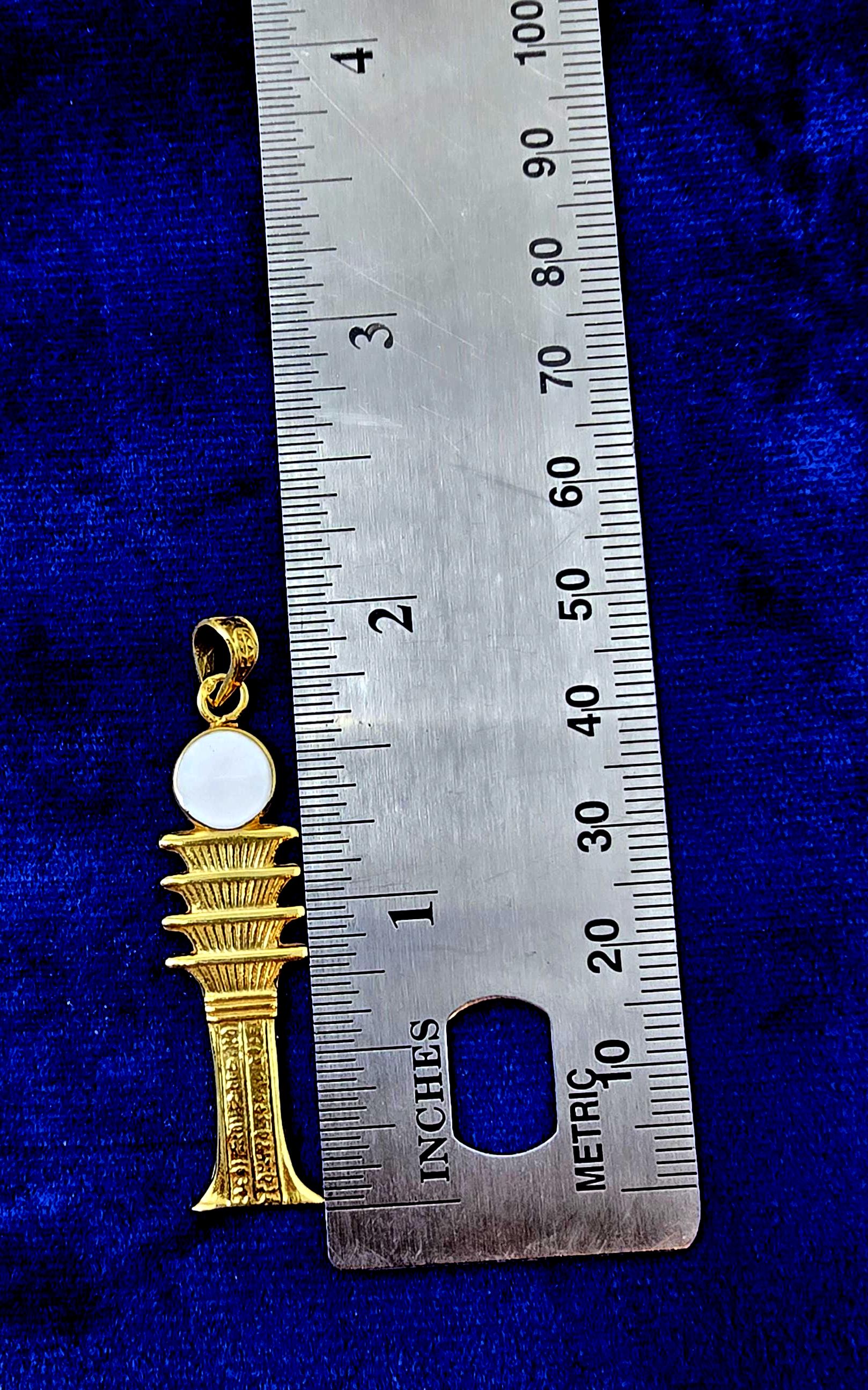 Collier Pilier Djed égyptien - Incrustations Cornaline, Lapis, Turquoise - Neuf Avec étiquettes