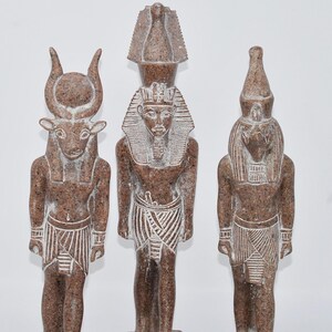 Ancient Egyptian Gods -Khnum, Horus and king Ramsis II -13 inches handmade by craftsmen in Egypt Brought to you by from Egypt with love