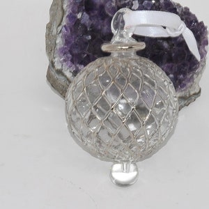 Egyptian Blown Glass Ornament colored clear with golden accents Silver