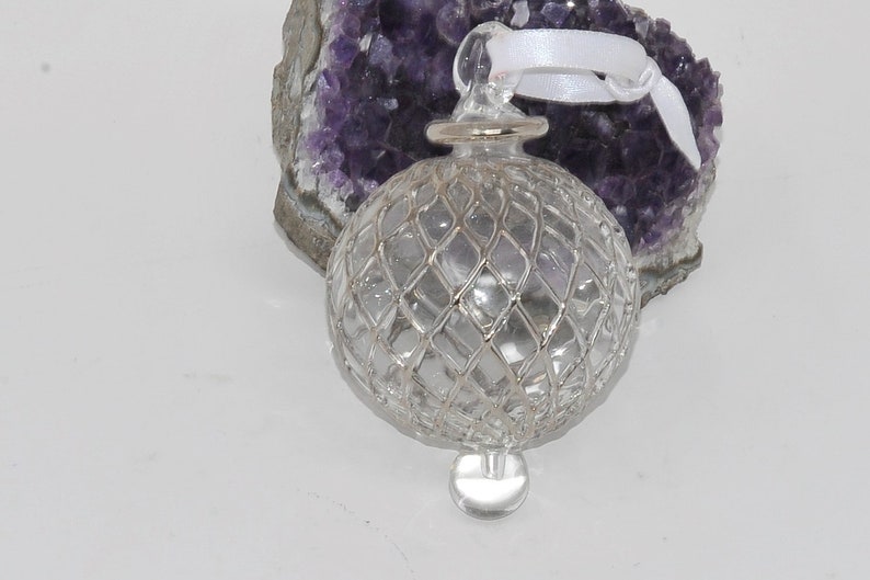 Egyptian Blown Glass Ornament colored clear with golden accents Silver