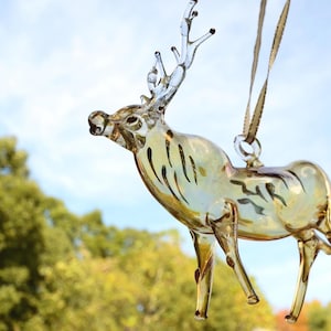 Egyptian Blown Glass Ornament light amber Moose. Handmade by professional. Decorate your areas by it