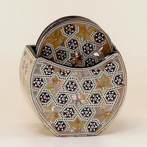 Egyptian Handmade Coasters - Set of 6 - Amazing Beech wood with inlaid Mother of Pearl. Elegant piece decorate your table by it. image 5