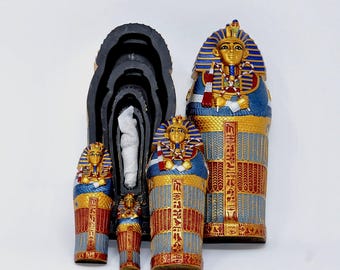 Amazing Ancient Egyptian king coffin - 4 pieces included inside each tomb 12 inches Brought to you by From Egypt with love.