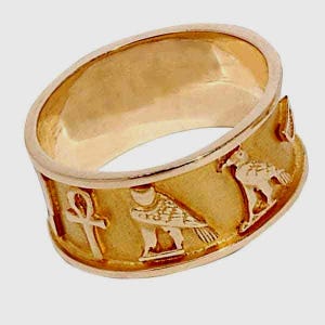 Fascia in oro massiccio 14K con cartiglio dell&#39;antico Egitto - disponibile con geroglifici o in inglese o in arabo. Personalizza il tuo nome. Dal Cairo antico a te