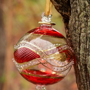 Wonderful Egyptian Blown Glass Ornament- a golden accent with gold leaf