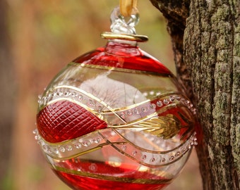 Wonderful Egyptian Blown Glass Ornament- a golden accent with gold leaf. Create a nice mood around you.