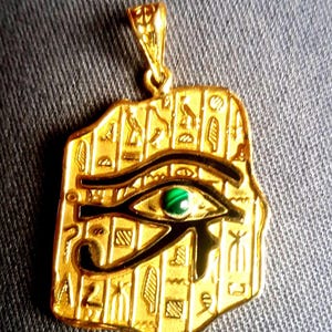 18K Solid Gold Ancient Egyptian Rosetta stone with Eye of Horus - Pharaonic Symbol Egyptian handmade in our old workshop old Cairo .