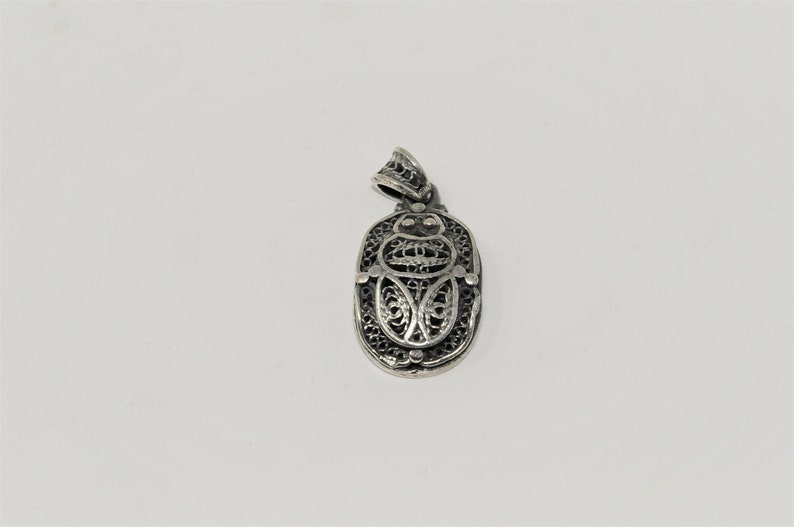 Egyptian filigree Scarab pendant Double side Scarab 925 sterling silver