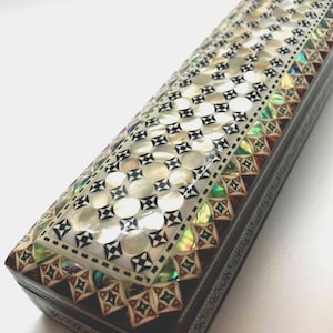 Inlaid Jewelry box. Amazing Egyptian Handmade Jewelry Box - Beech wood with inlaid Mother of Pearl 10 X 3 inches. Made by specialist to you