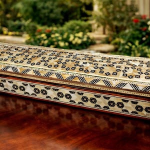 Inlaid Jewelry box. Egyptian Handmade - Beech wood with inlaid Mother of Pearl 10 X 3 inches. Made by specialist to you