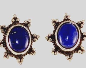 Orecchino a stella in argento sterling 925 con lapislazzuli blu - Dall'Egitto, realizzato a mano con amore da abili artigiani per te. Non perdertelo!