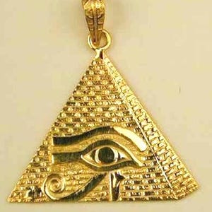 14K gold -Wonderful Ancient Egyptian Pyramid with Eye of Horus pendent unique piece for you coming to you from our workshop in Cairo