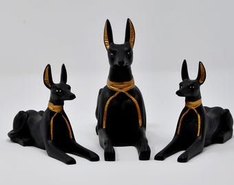 Amazing, seated Anubis - Ancient Egyptian -God statue black. Handmade in Egypt brought to you by From Egypt with Love