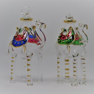 Amazing Egyptian Blown Glass Ornament – clear Camel with different shapes ( choose from 3 types )