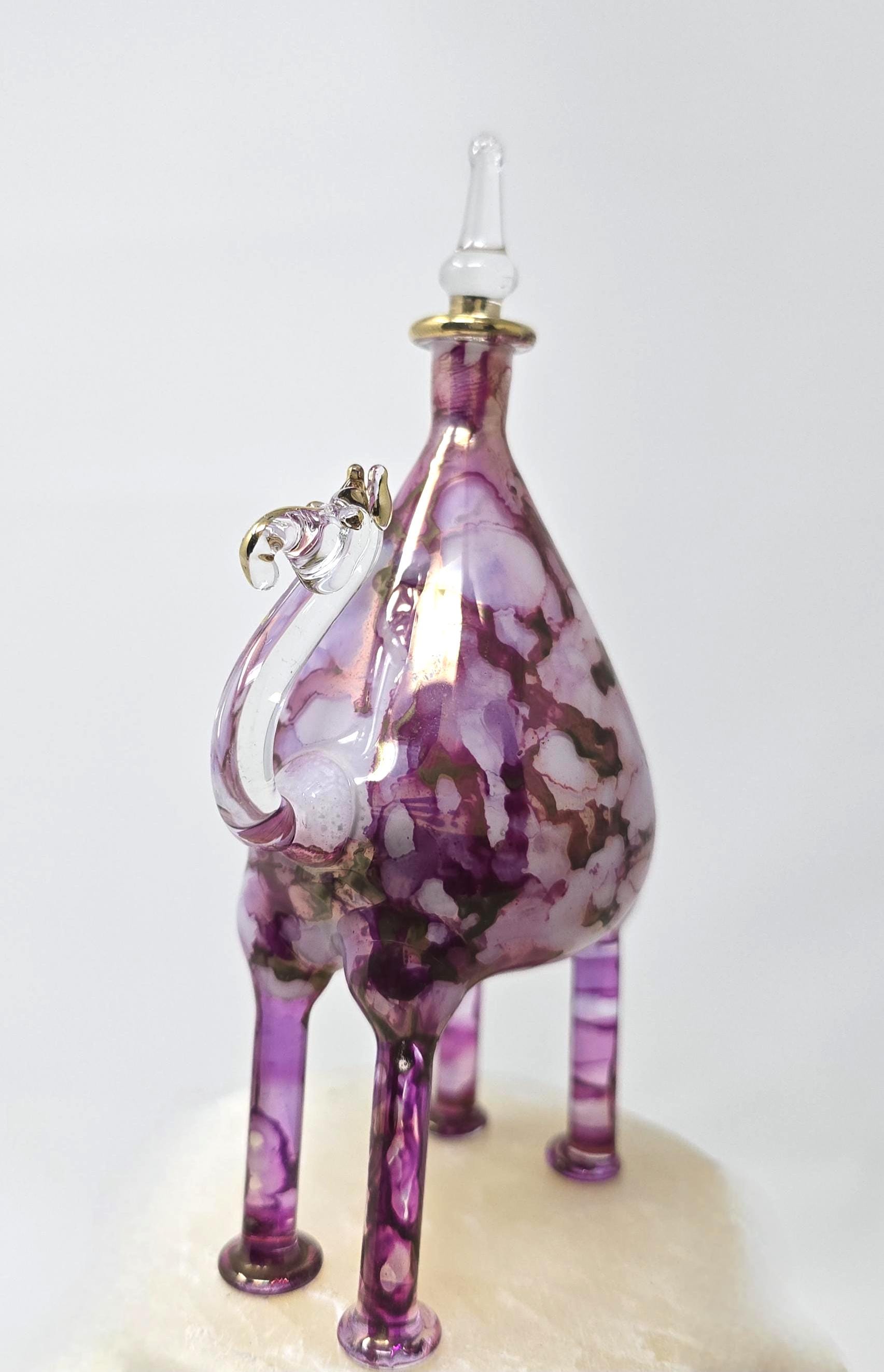 Blown Glass Perfume Bottle: Handmade Egyptian Camel Design. Memorable gift for all occasions